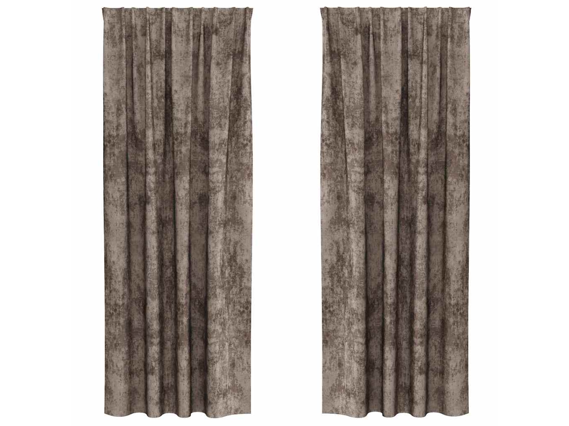 Conjunto 2 Cortinas De Veludo Vidaxl Castanho Veludo (245 X 140 Cm)