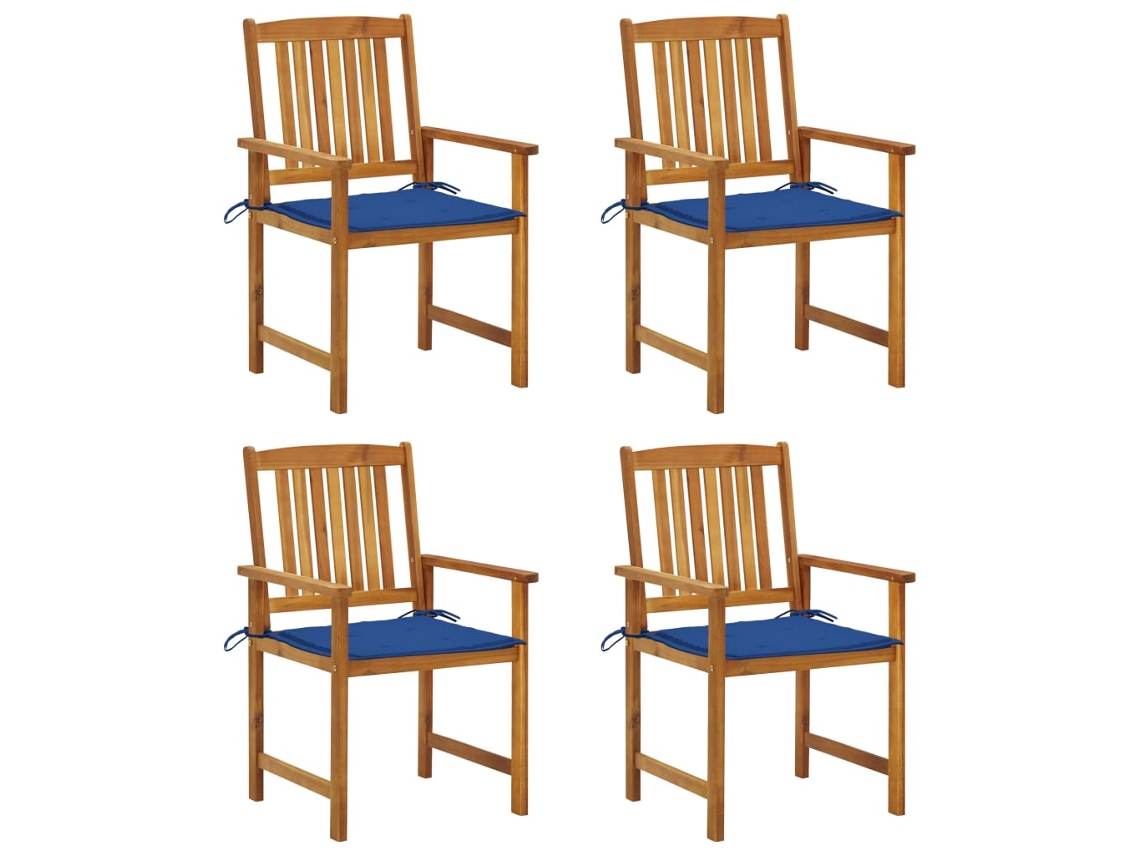 Vidaxl Cadeiras De Jardim C/ Almofadões 4 Pcs Madeira De Acácia Maciça