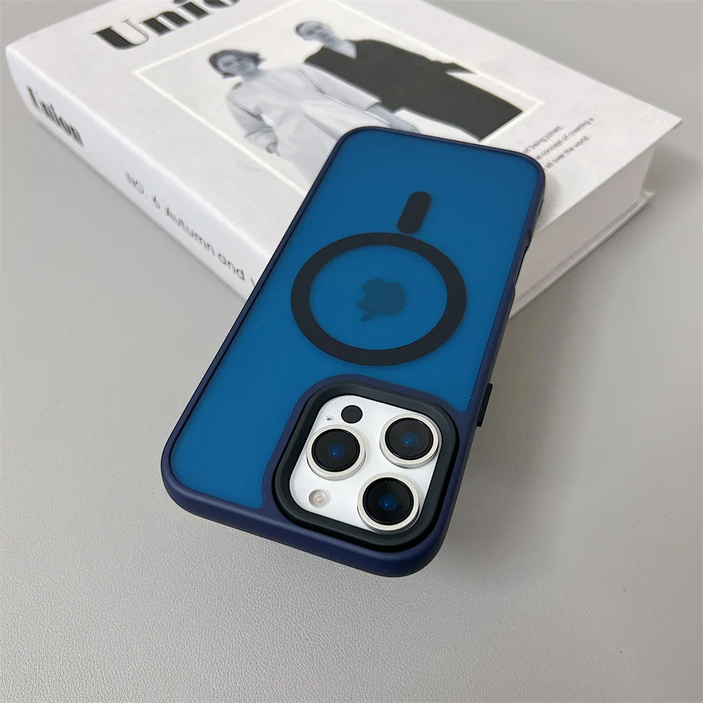 (iphone 11, Azul) Capa Magsafe Com Carregamento Sem Fio Magnético Para Iphone, Acabamento Fosco.