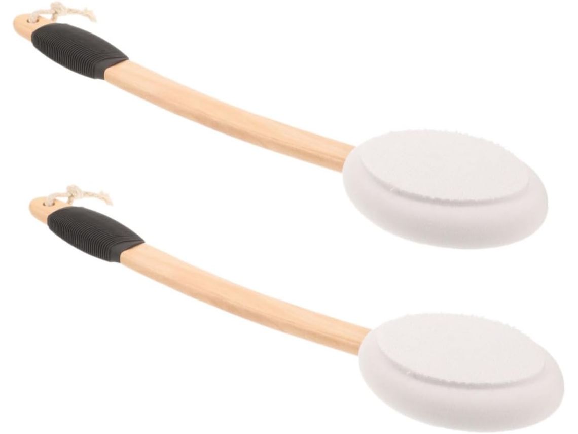 Conjunto De Escova Banho Corporal Homoyoyo 2 Peças Com Cabo Longo E Curvo, Cabeça De Esponja Macia E Pega Antiderrapante