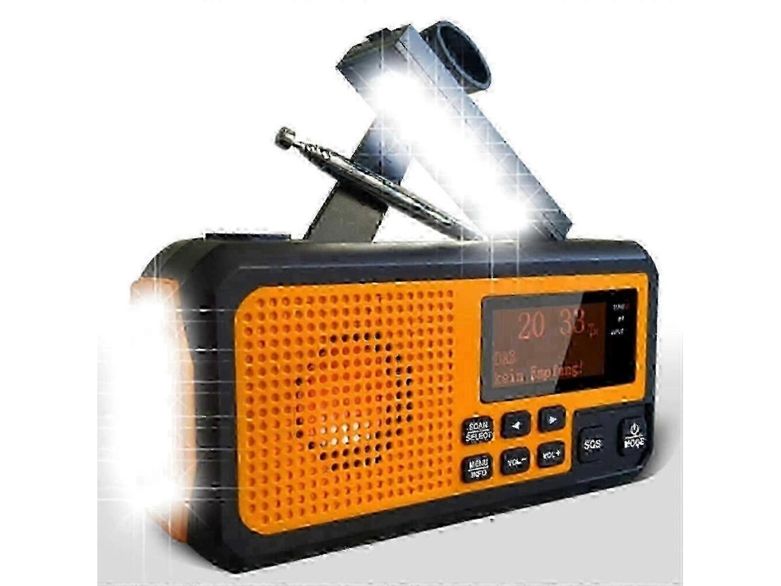 Rádio de Emergência Dab Bluetooth com Manivela, Fm, Bateria de 5000mah, Energia Solar e Despertador AQUAFORGE