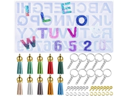 Conjunto De 171 Moldes De Silicone Com Números No Verso Para Fazer Chaveiros De Resina Epóxi.