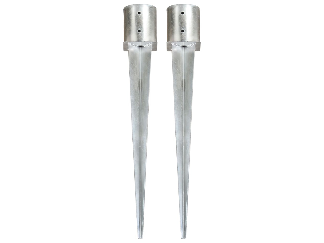 Vidaxl Estacas De Enterrar 2 Pcs 12x91 Cm Aço Galvanizado Prateado