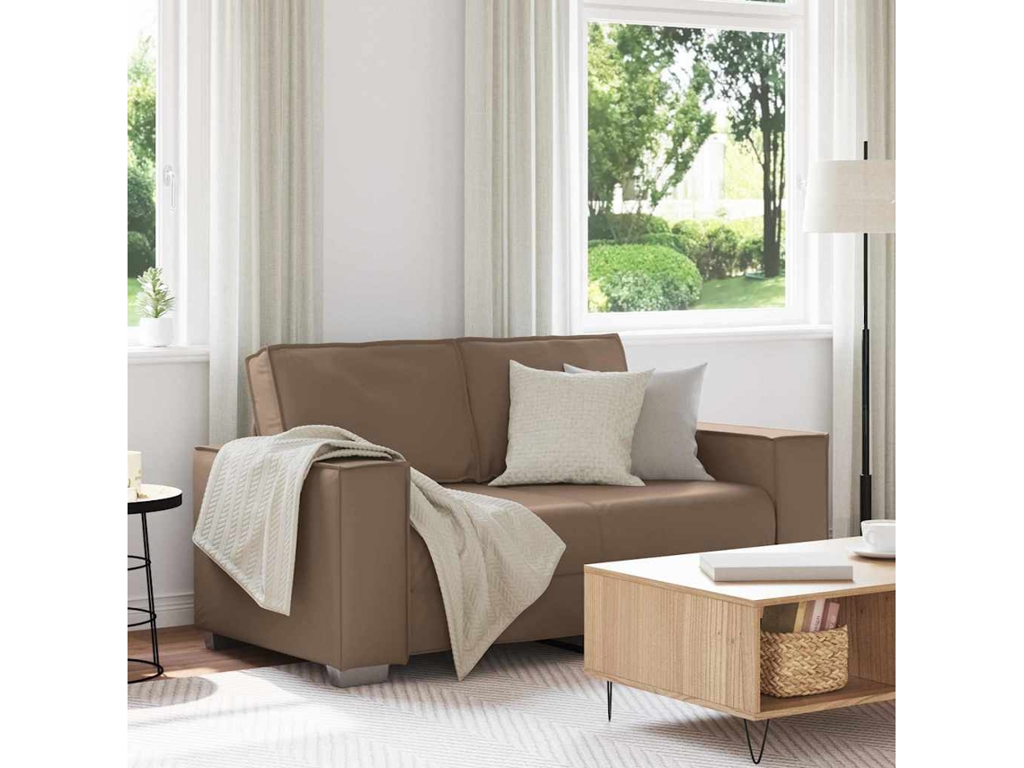 Vidaxl Sofá De Dois Lugares Cappuccino 160 Cm Couro Sintético