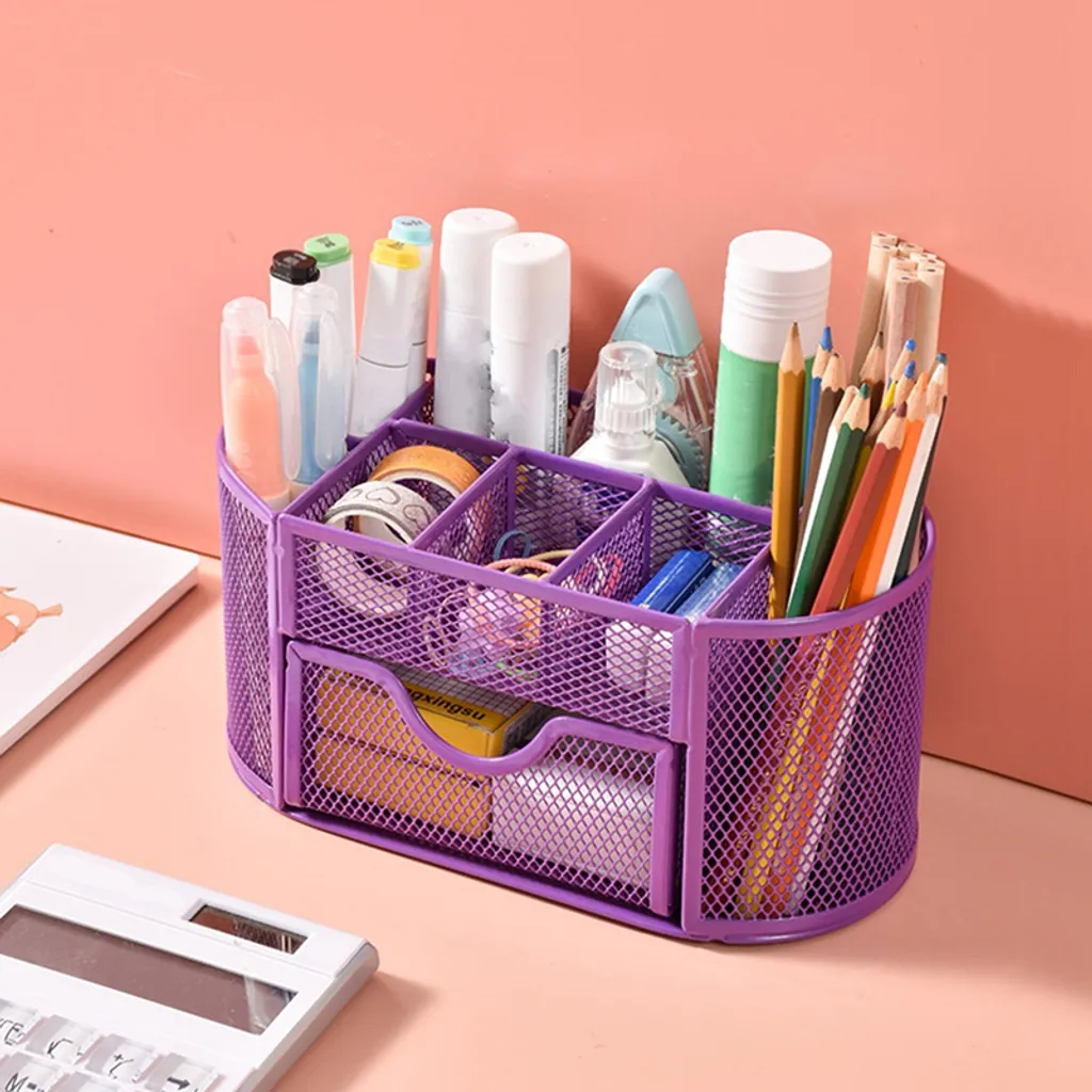 Porta, Canetas em Tela, Organizador de Mesa, Sistema de Arquivamento, Canetas, Caixa Organizadora para Equipamentos de Escritório BRILVIBERA (roxo)