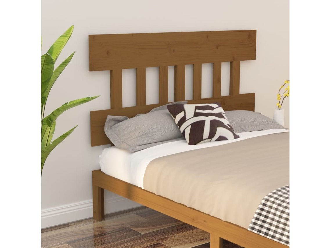Vidaxl Cabeceira De Cama 143,5x3x81 Cm Pinho Maciço Castanho Mel
