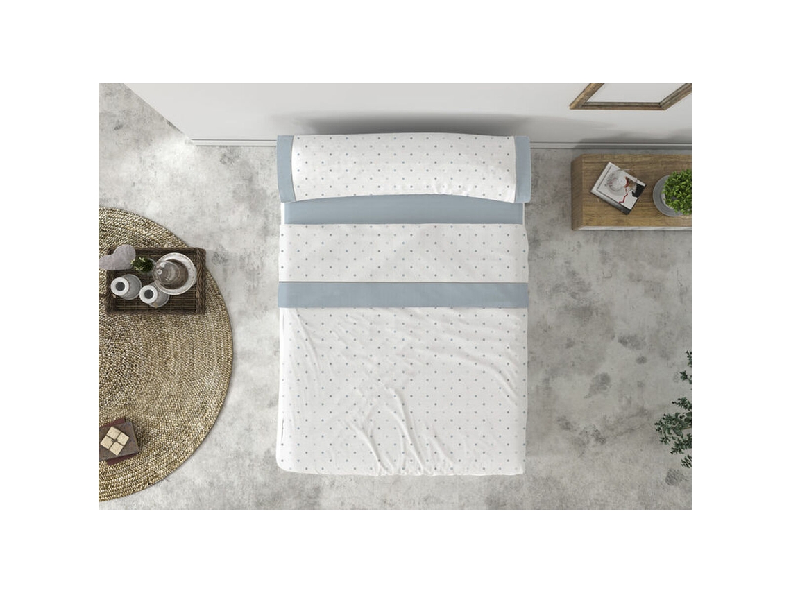 Conjunto de Lençóis TEJIDOS REINA TOPOS (Branco - Queen)
