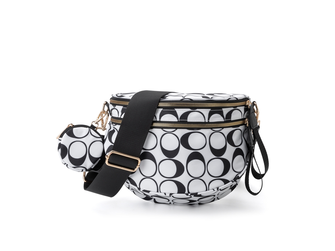 Bolsa de Ombro/transversal Impermeável círculos Pretos e Brancos YUNZII