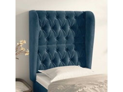 Vidaxl Cabeceira Cama C/ Abas Veludo 83x23x118/128 Cm Azul-escuro