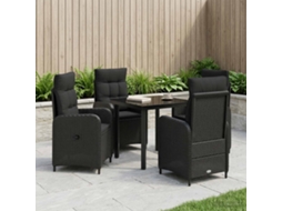 Vidaxl Conjunto De Mesa De Sofá Com Almofada 5 Pcs Preto
