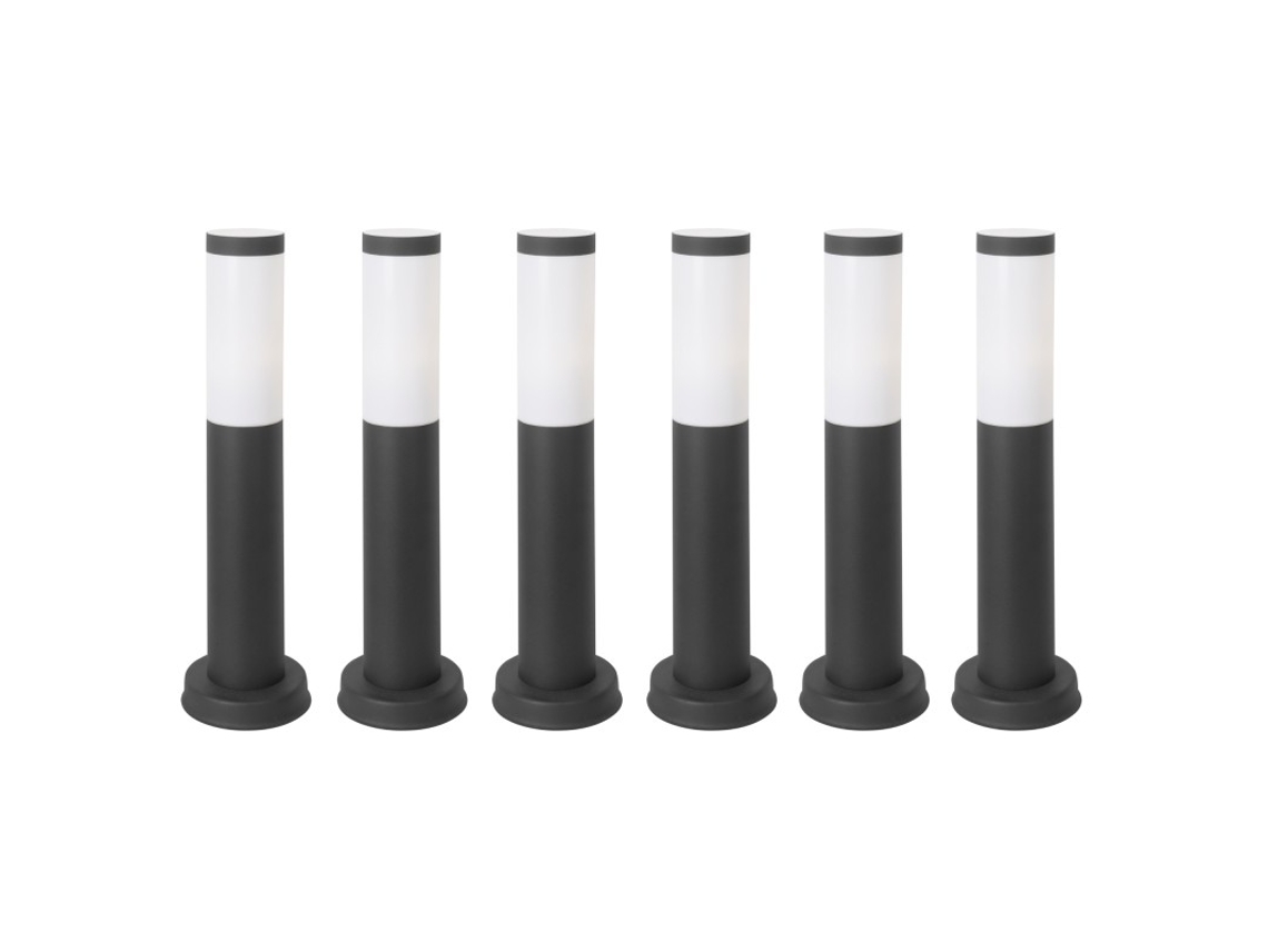 Farol externo para jardim resistente à água Ip55. Dissuasor de aço inoxidável cinza urbano 23W FORLIGHT Koral 6Uds