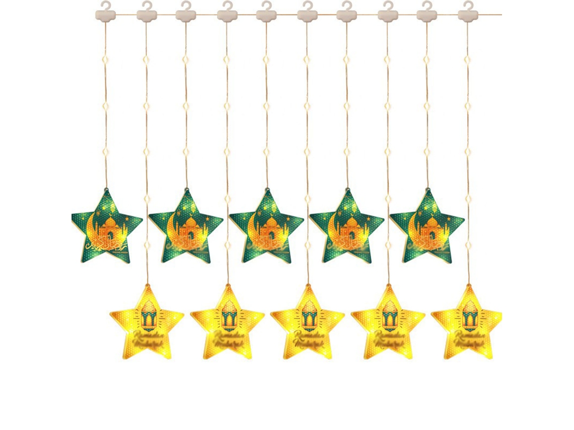 Laxiscreed Luzes Led Estrela E Lua Para Ramadan, Impermeáveis Com Controlo Remoto