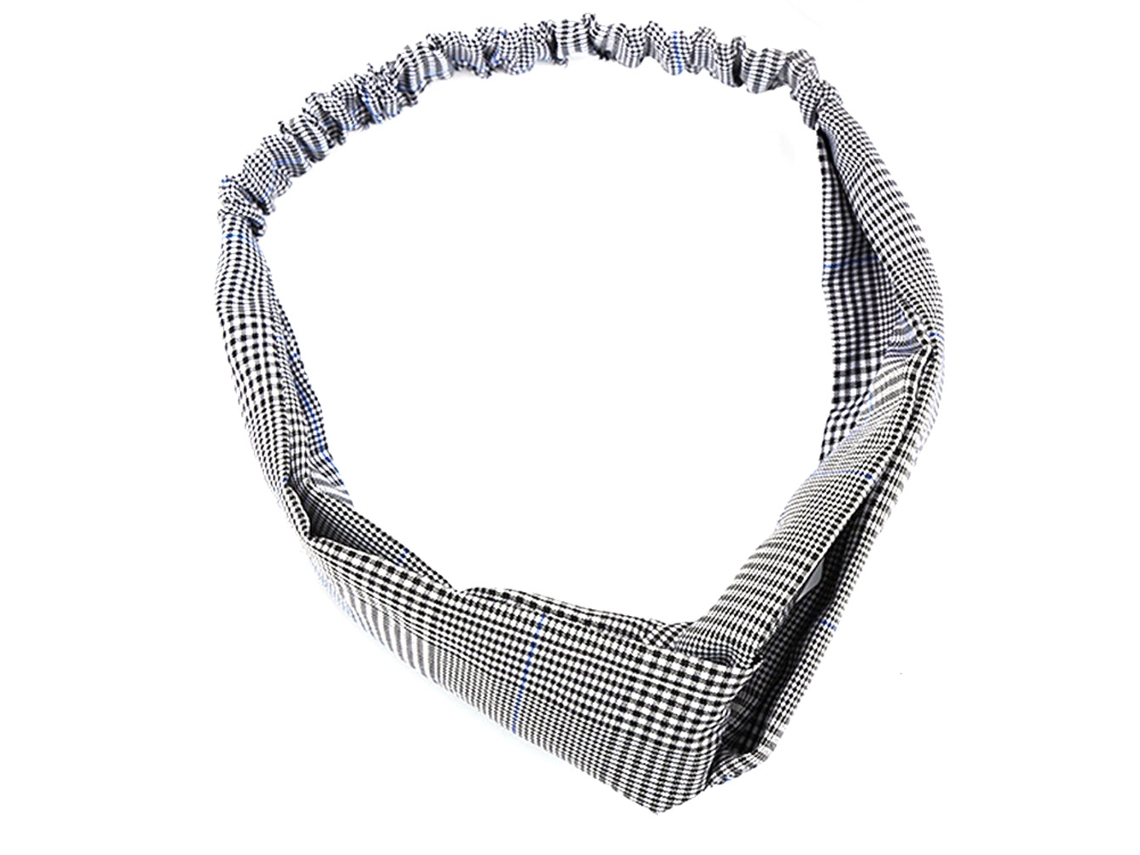 Faixa De Cabelo Elástica Estampada Quadriculada