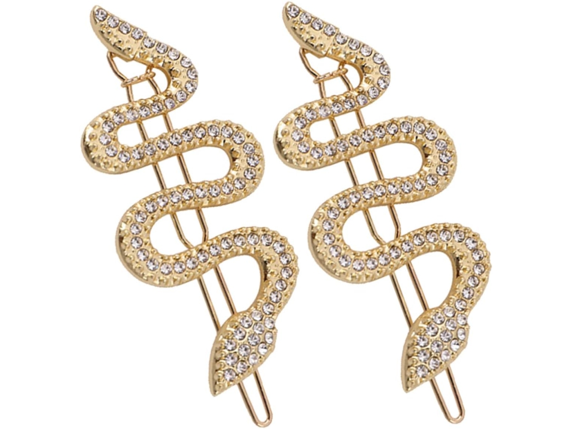 Presilhas de cabelo com cristais brancos, conjunto de 2, Golden League, design Cobra