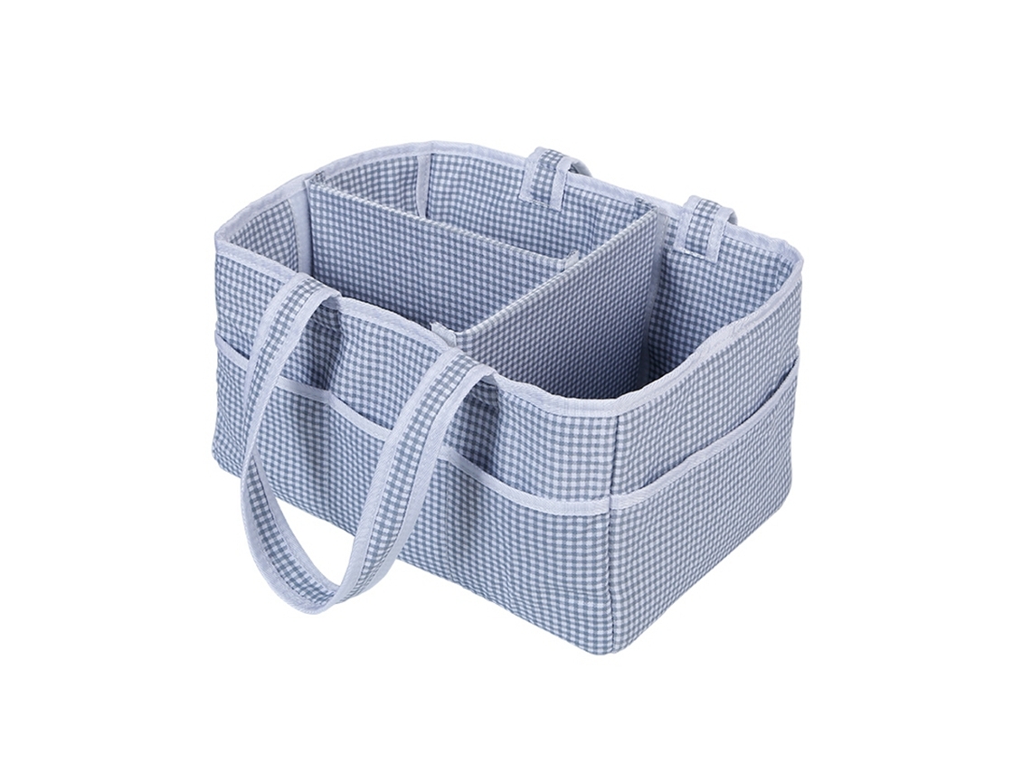 Cesta organizadora de fraldas de bebê para armazenar fraldas, brinquedos e itens essenciais para bebês.