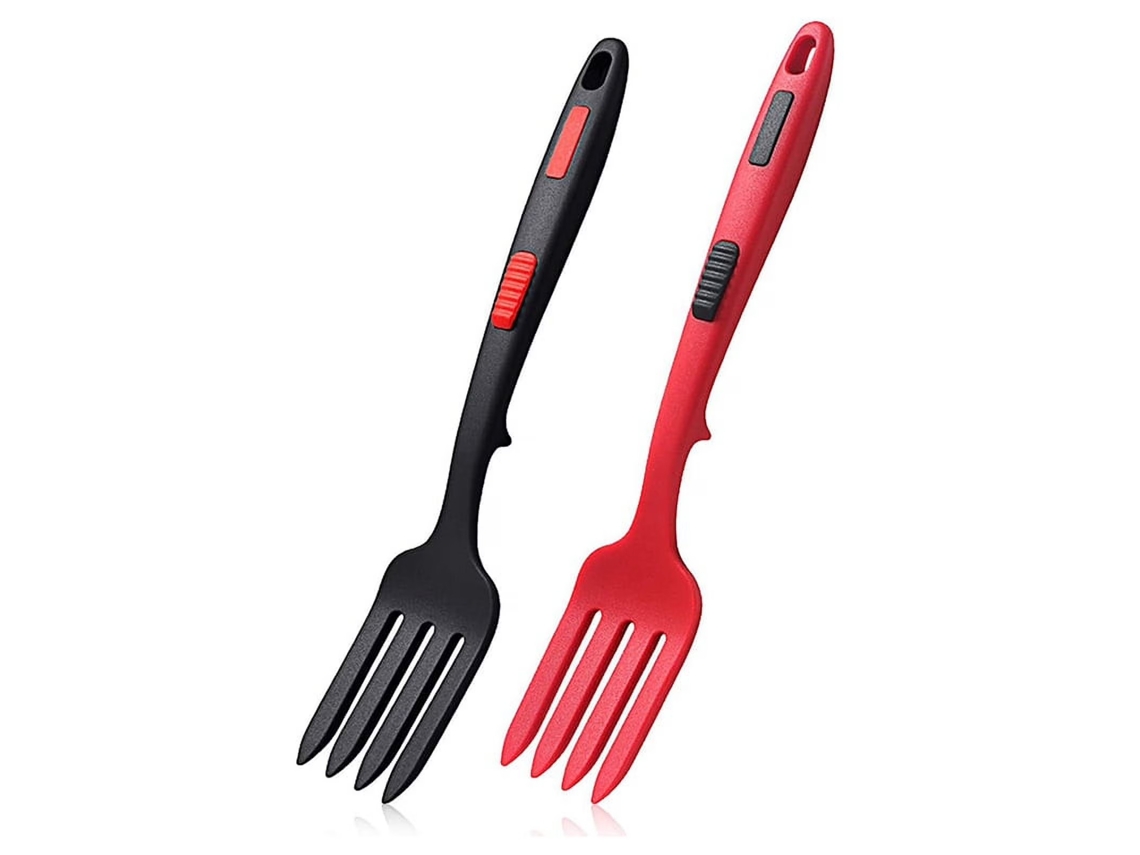 Garfo De Cozinha Silicone, Flexível Resistente Ao Calor, Seguro Para Máquina Lavar Louça, Antiaderente, Misturar E Servir