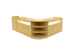 Conjunto de Balcões Comerciais Sagittarius | Maple | LM60 2xB1200 TB60 | MDF e Vidro Temperado | Prateleiras MonsterShop