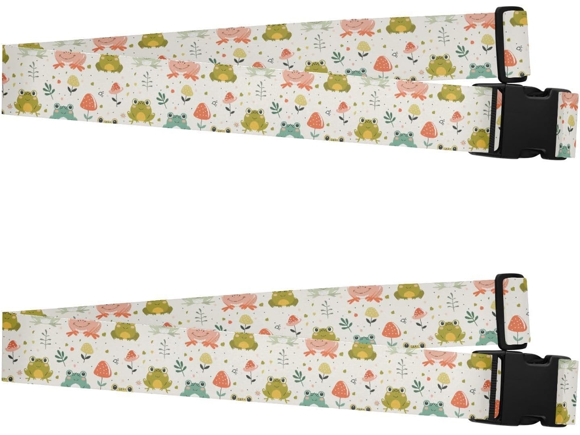 Conjunto De 2 Cintas Bagagem Design Fofo Sapo Resistentes Ajustáveis Para Viagens E Mão Cinta Equipamentos