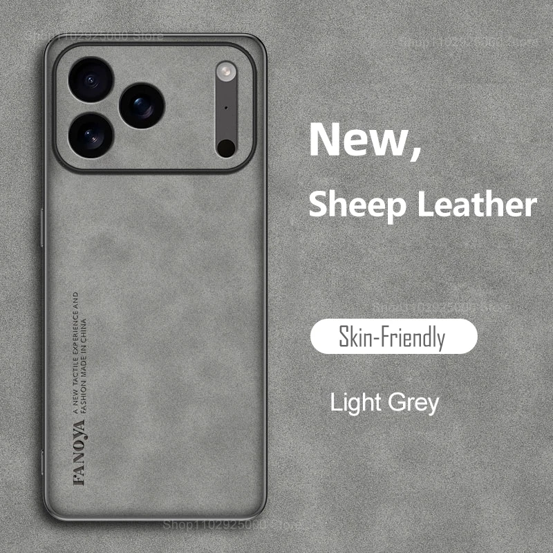 Capa Para Iphone 14 Pro (cinza) Em Couro Pu Resistente A Impactos, Com Parte Traseira Macia Em Pele De Carneiro Na Cor Sólida.