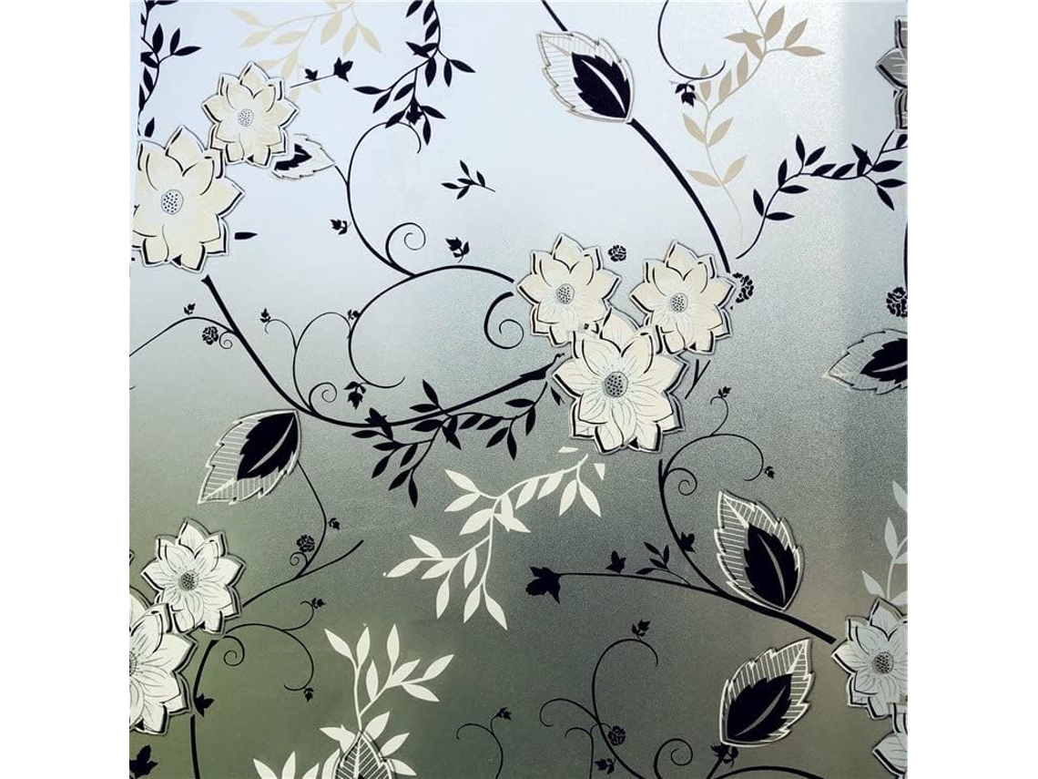 Película De Privacidade Para Janelas, Película De Vidro Eletrostática Floral, 44, 5 X 200 Cm