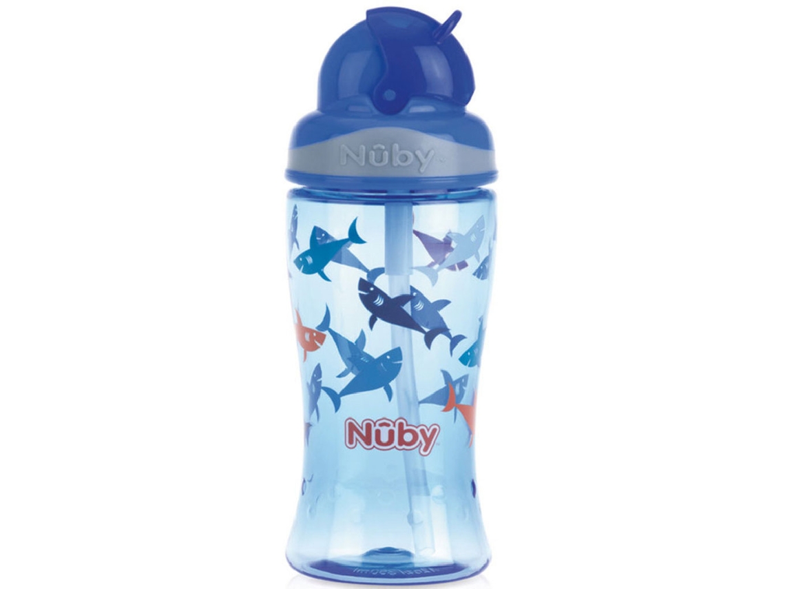 Copo Com Palha 360ml +12m Azul Nuby