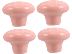 Conjunto De 4 Puxadores De Gaveta Em Cerâmica Rosa Para Guarda-roupa E Cômoda.