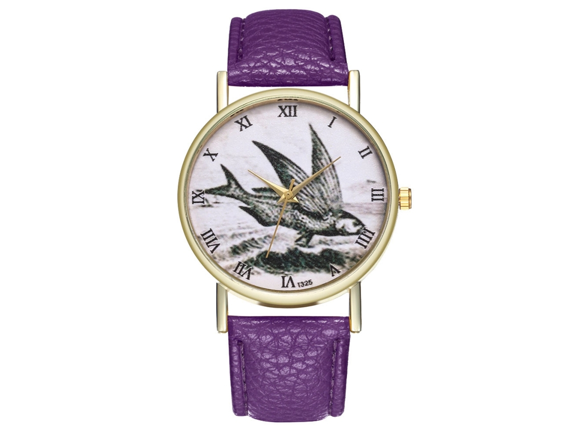 Reloj De Pulsera De Cuarzo Con Diseño Retro, Unisex Casual Para Hombres Y Mujeres Morado