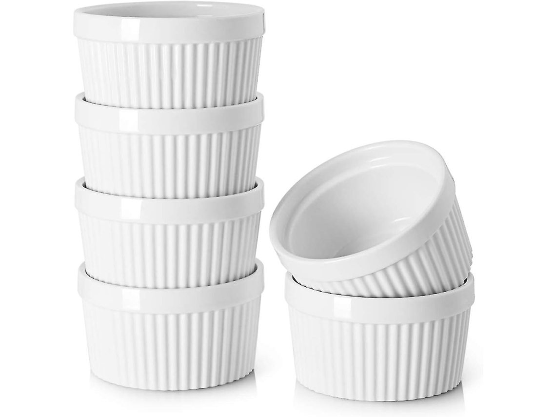 Set de 6 Ramequins de Porcelana para Creme Brulee, Pudding e Sorvete, Seguros para Forno e Micro ondas 2,5 Cm