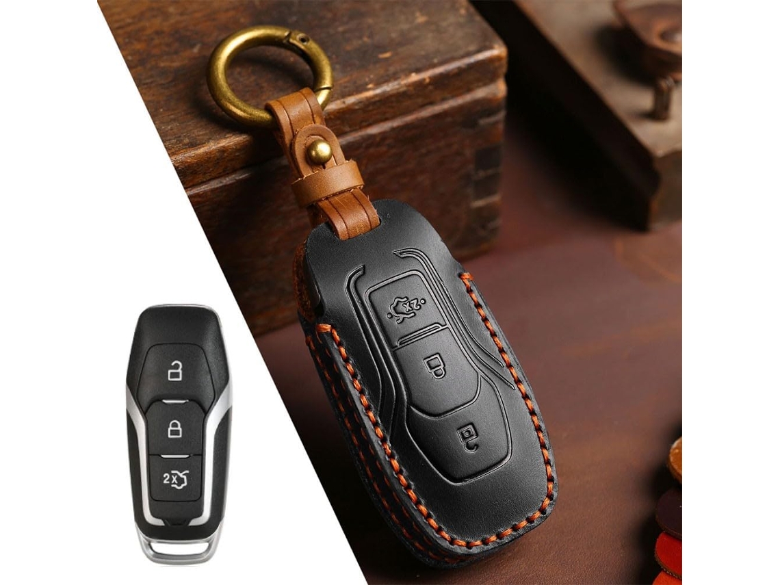 Capa Em Couro Bovino Genuíno Com Proteção 360 Graus Para Ford Mustang, Explorer, Edge, Ecosport, Mondeo E Escort Com 3a