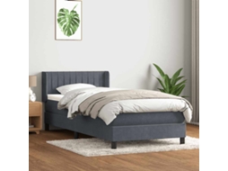 Vidaxl Cama Com Molas/colchão Cinza-escuro 80x210 Cm Veludo