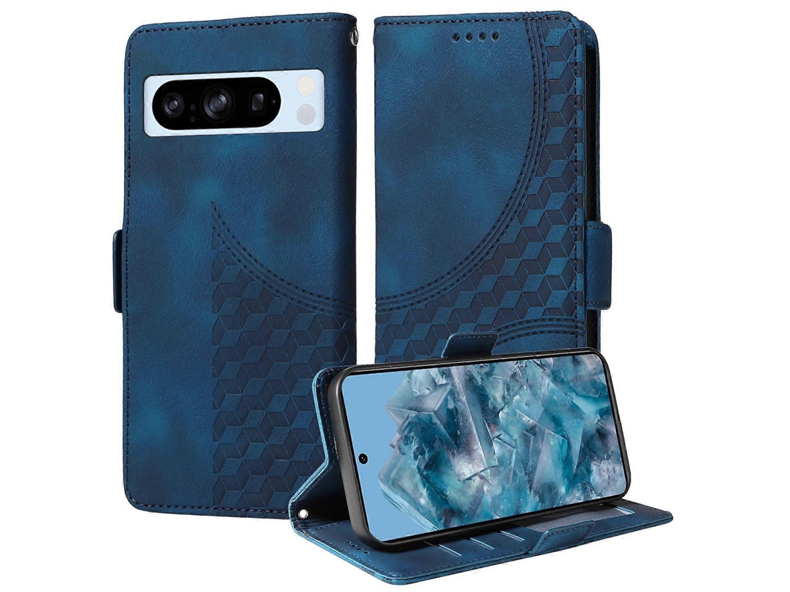 Capa De Celular De Couro Estrelado Com Losangos Em Relevo