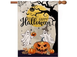 Banner De Halloween Para Casa Com Morcego E Abóbora Decorativo Para Exterior