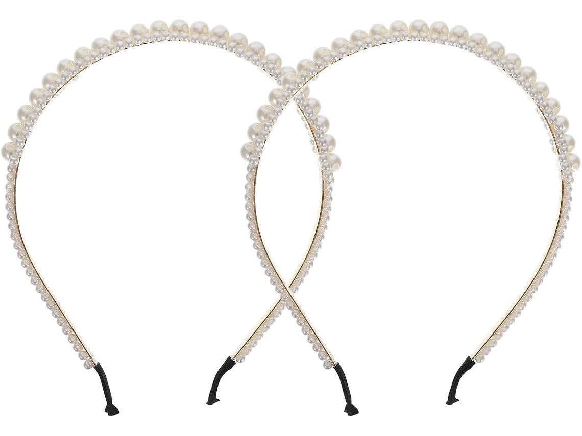 Conjunto De 2 Tiaras Elegantes Com Aplicações De Miçangas E Detalhes Metálicos Para Casamento.