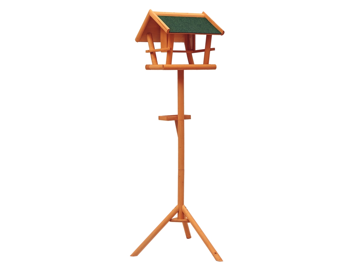 Comedouro Pássaros Madeira 150cm, Estação, Suporte, Bandeja, Abrigo