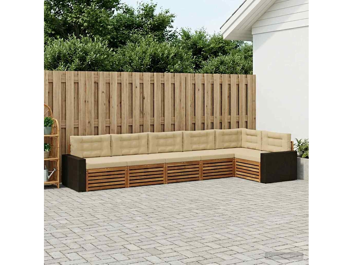 Vidaxl Conjunto De Sofás Para Exterior 6 Unid. Natural E Bege