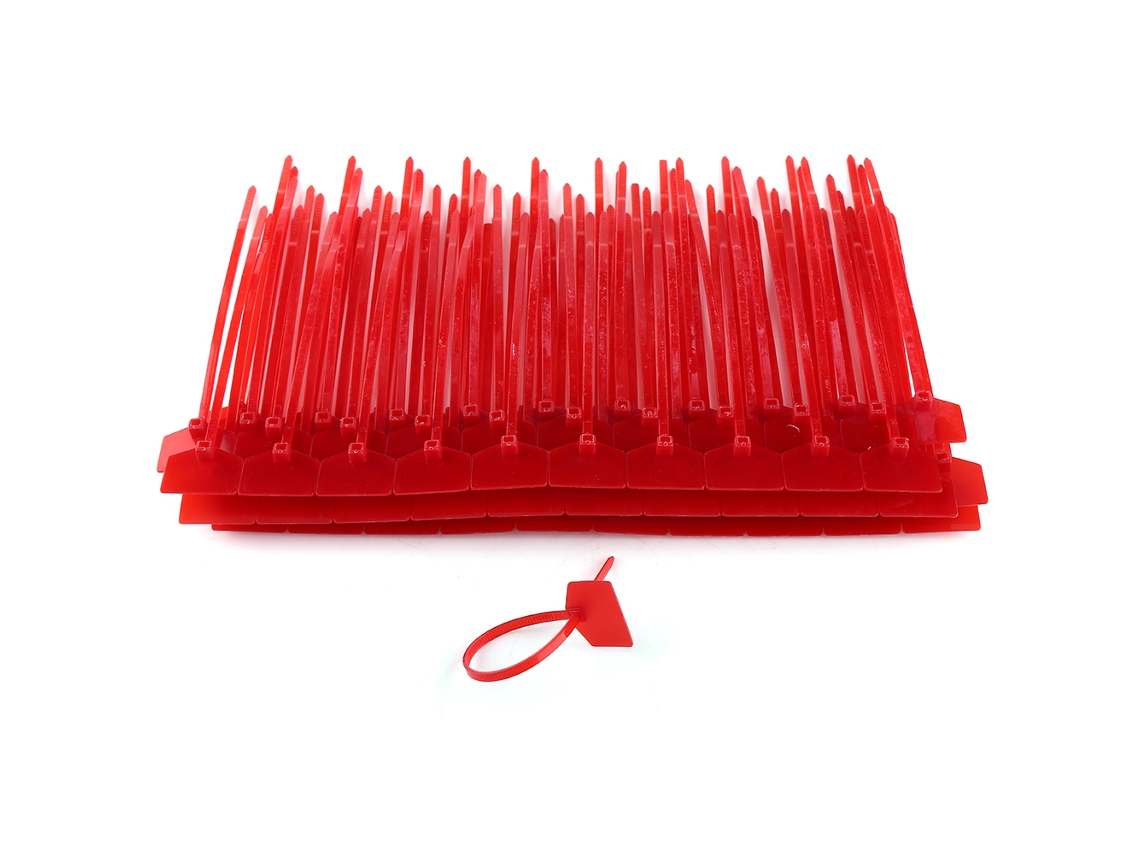 100 Unidades De Cintas De Etiquetado De Cabo De Rede De Nylon 4*160mm Para Identificação (vermelho)