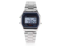 Relógio Digital Masculino Resistente À Água 30m com Retroiluminação Led Pulseira de Aço Inoxidável