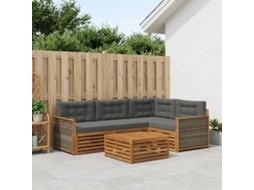 Vidaxl Conjunto De Sofás Para Exterior 5 Unid. Natural E Antracite