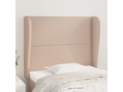 Cabecero con Pestañas de Cuero Artificial 93x23x118/128 Cm Capuchino
