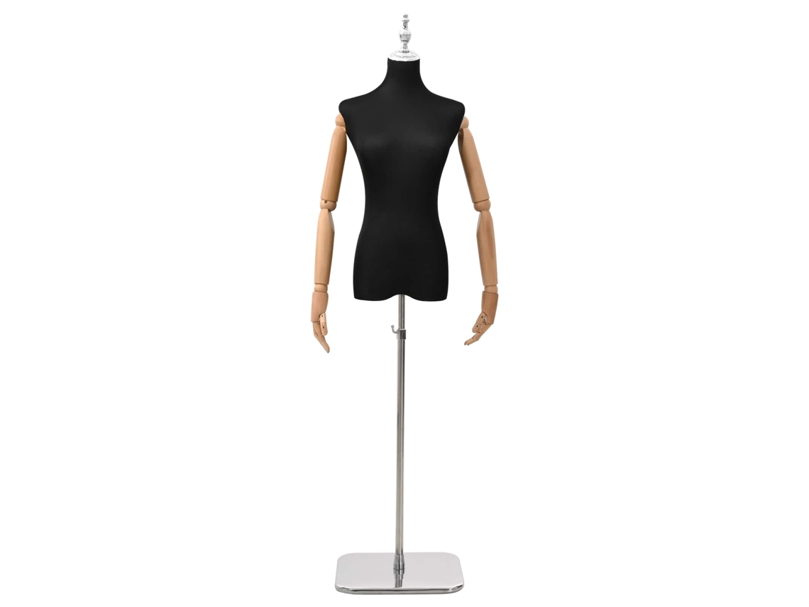 Vidaxl Mannequin Ajustável De 165-213 Cm Com Base Feminino Pp Preto