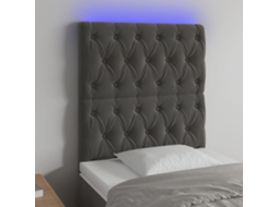 Vidaxl Cabeceira De Cama C/ Led Veludo 80x7x118/128 Cm Cinza-escuro