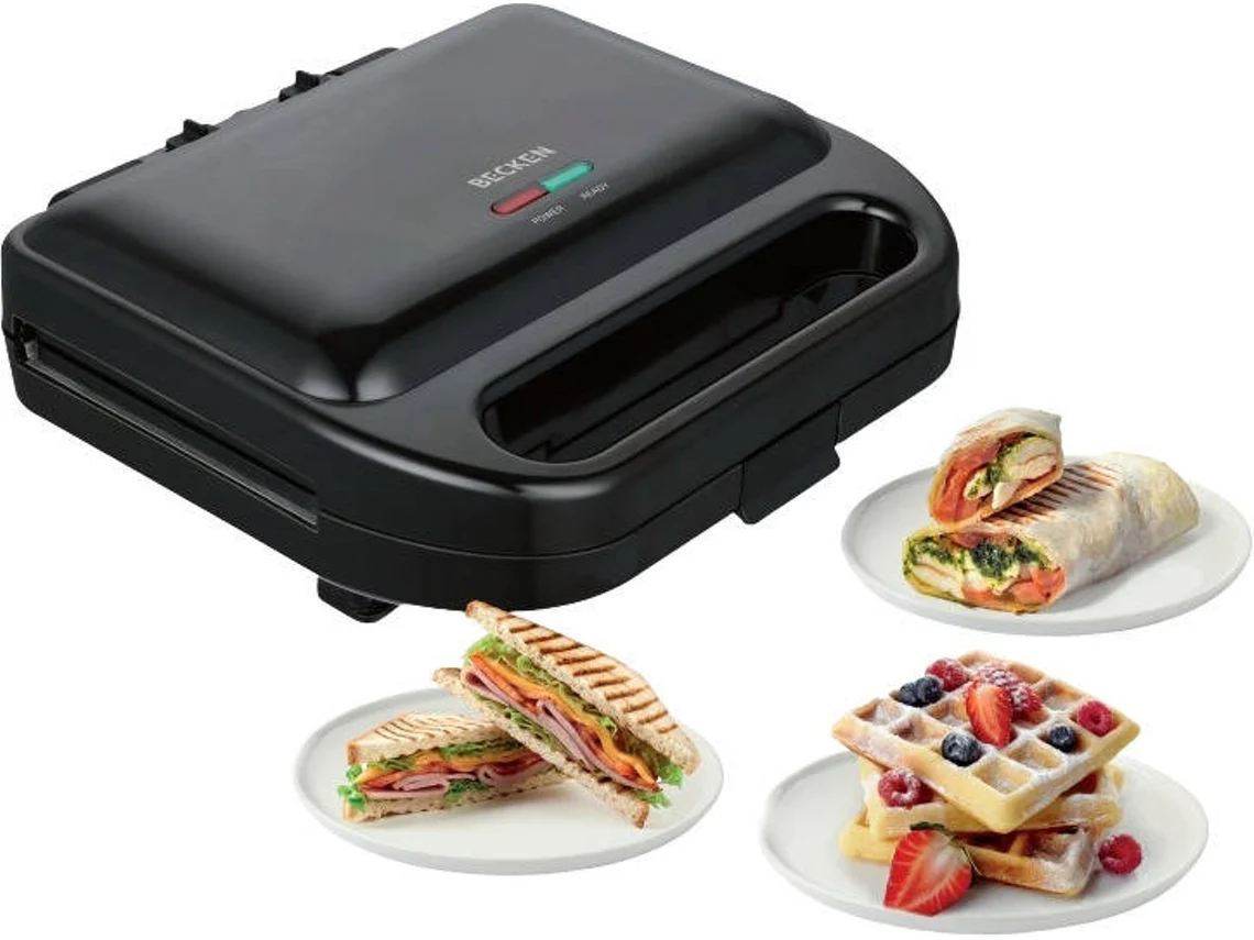 Sanduicheira BECKEN BSM8892 3 em 1 (Outlet Grade A - 750 w - Preto)