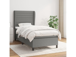 Vidaxl Cama Com Molas/colchão 90x200 Cm Tecido Cinzento-escuro