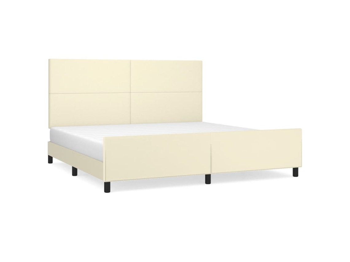 Estrutura de Cama com Cabeceira Couro Artificial 200x200 cm Creme MAISON EXCLUSIVE