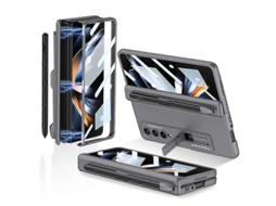 Capa Flip Com Dobradiça Magnética Gkk Para Samsung Galaxy Z Fold4 Com Suporte E Compartimento Para Caneta.