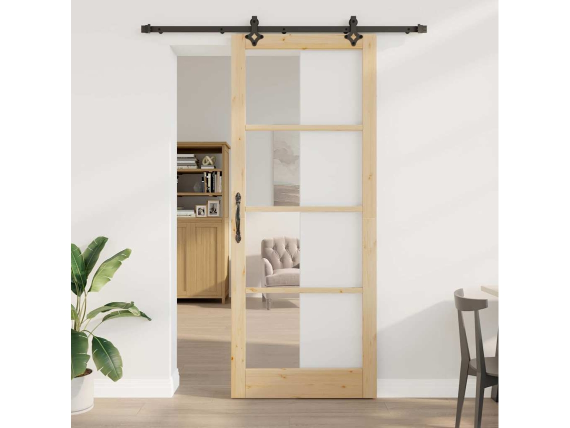 Vidaxl Porta Deslizante Orkdal 93 X 232 Cm Natural E Preto