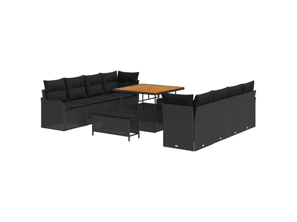 Conjunto 11 Conjunto De Sofá De Jardim Vidaxl Preto Vime Pe (100 X 100 X 71 Cm)