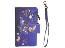 Bolsa com Zíper Pintada para Celular EOOCOO (adequada para Iphone 12 Pro Padrão de Borboleta Roxa)