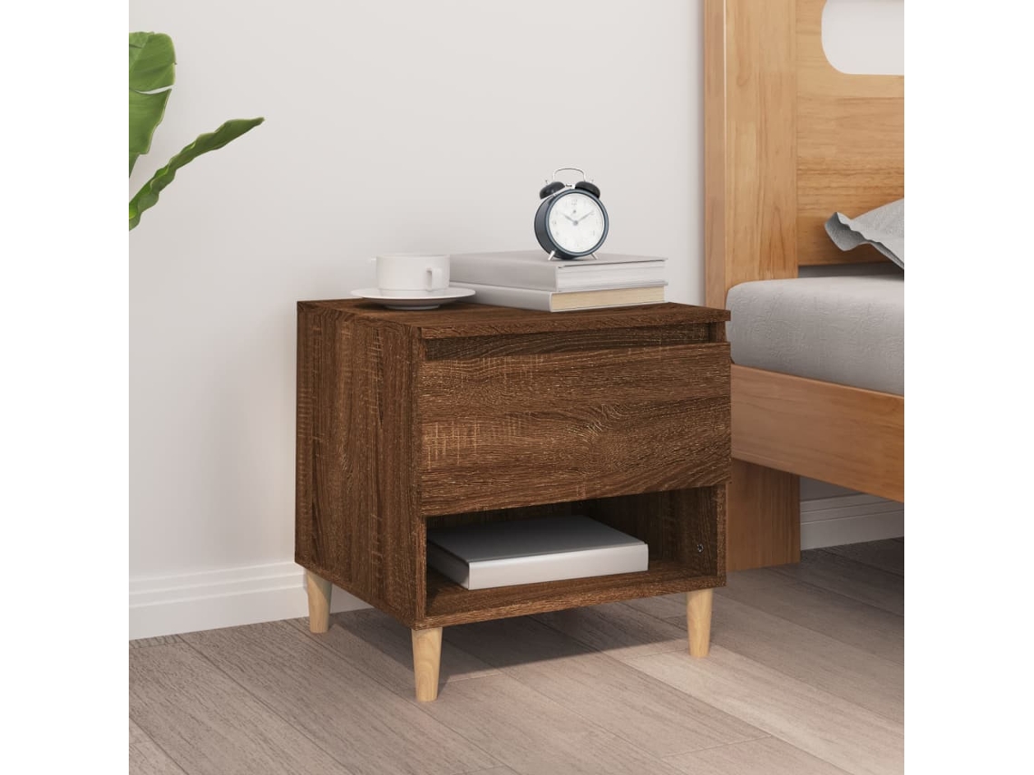 Vidaxl Mesa Cabeceira 50x46x50 Cm Derivados Madeira Carvalho Castanho