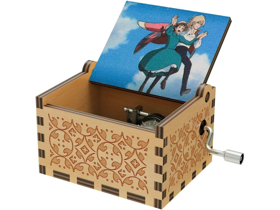 Personagem da Caixa de Música Cáqui do Castelo Animado de Howl com Manivela AQUAFORGE (tema do anime)